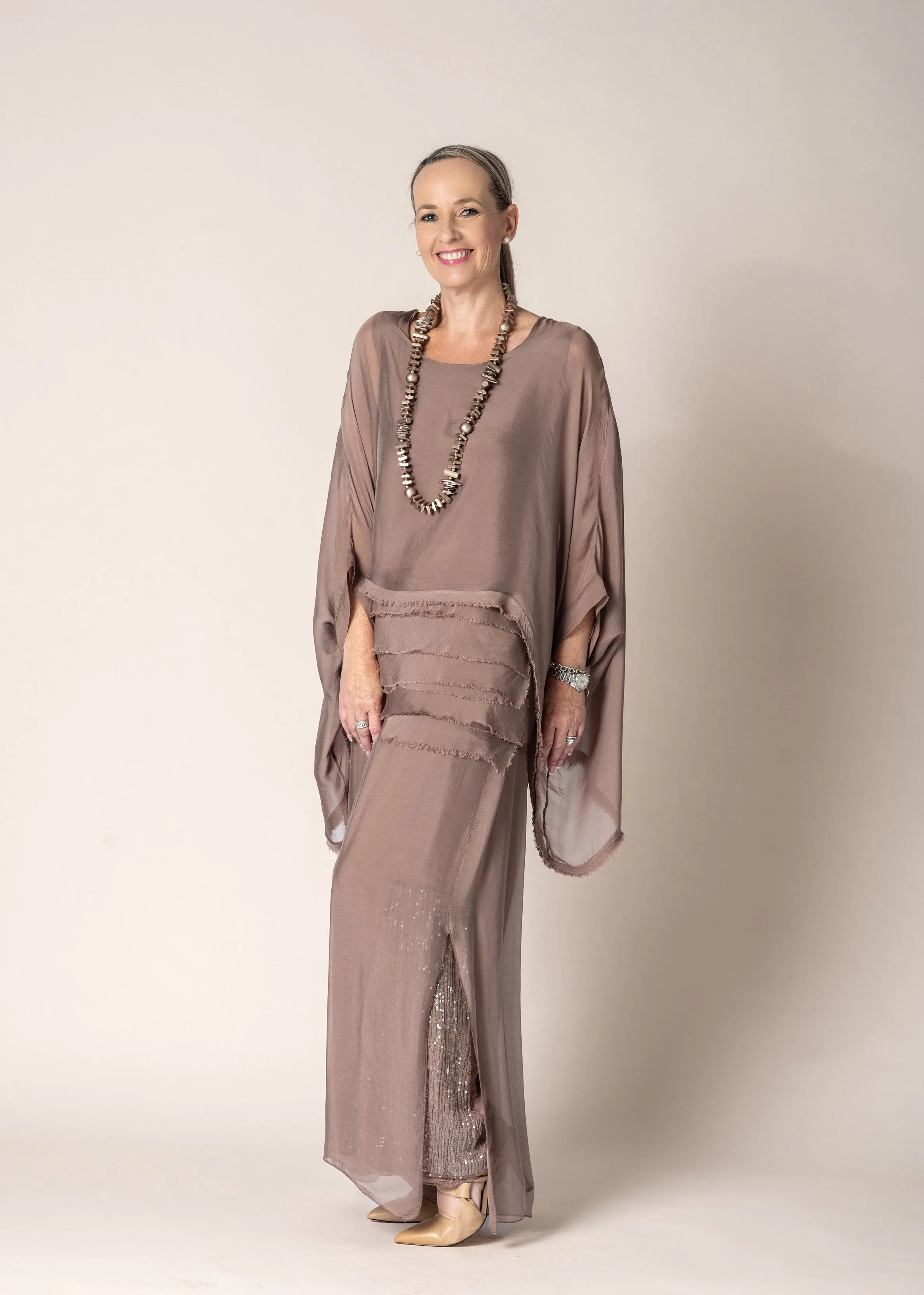Karolina Silk Pants in Milk Chocolate