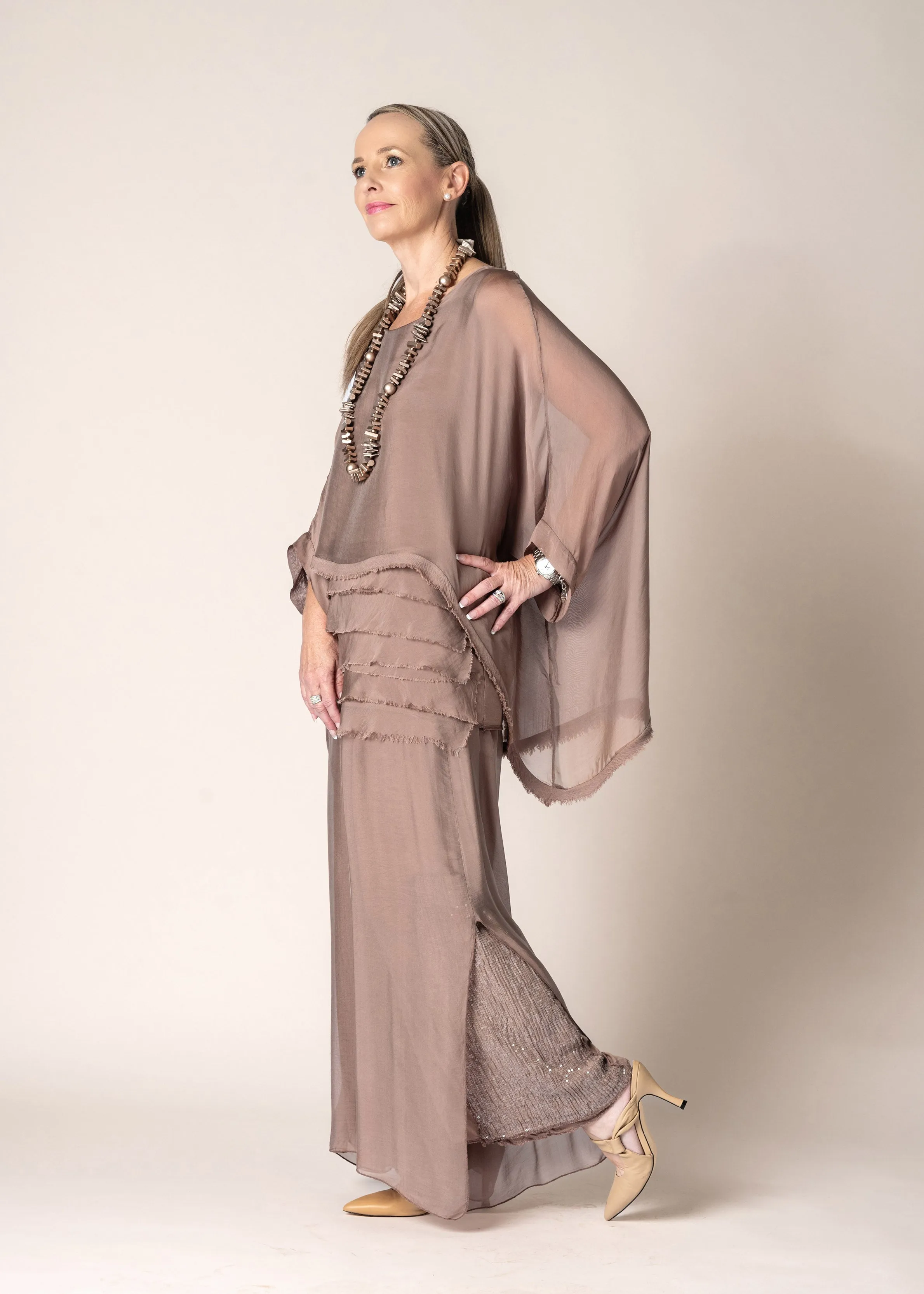 Karolina Silk Pants in Milk Chocolate