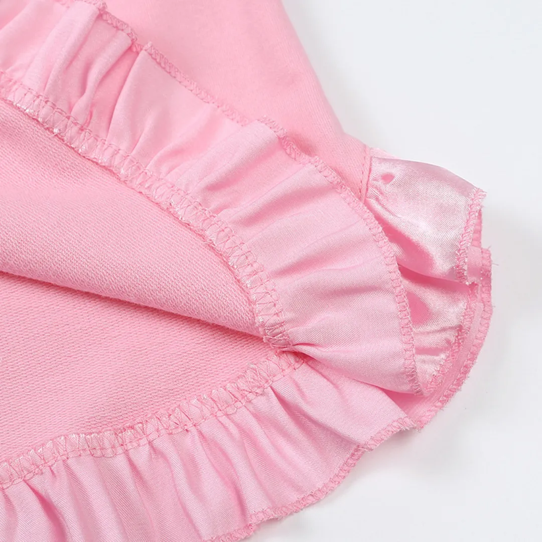 Kids Tales Ruffle Shorts and Tee Sets - Pink