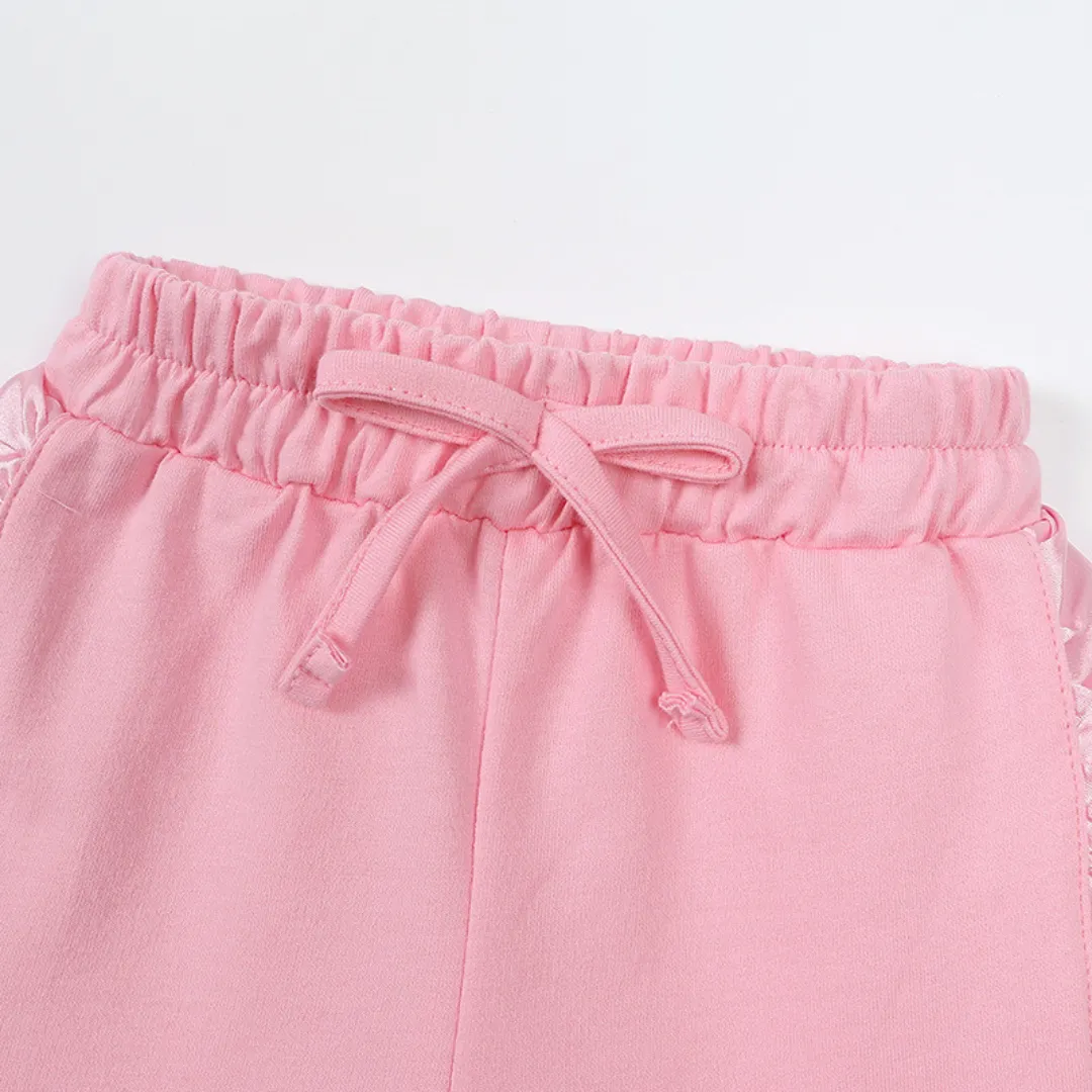 Kids Tales Ruffle Shorts and Tee Sets - Pink