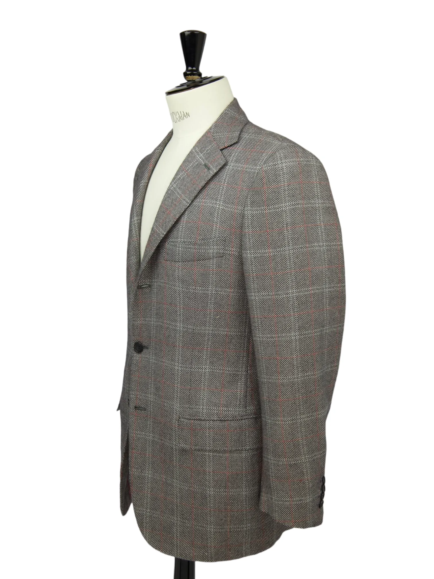 Kiton Grey Cashmere Windowpane Jacket