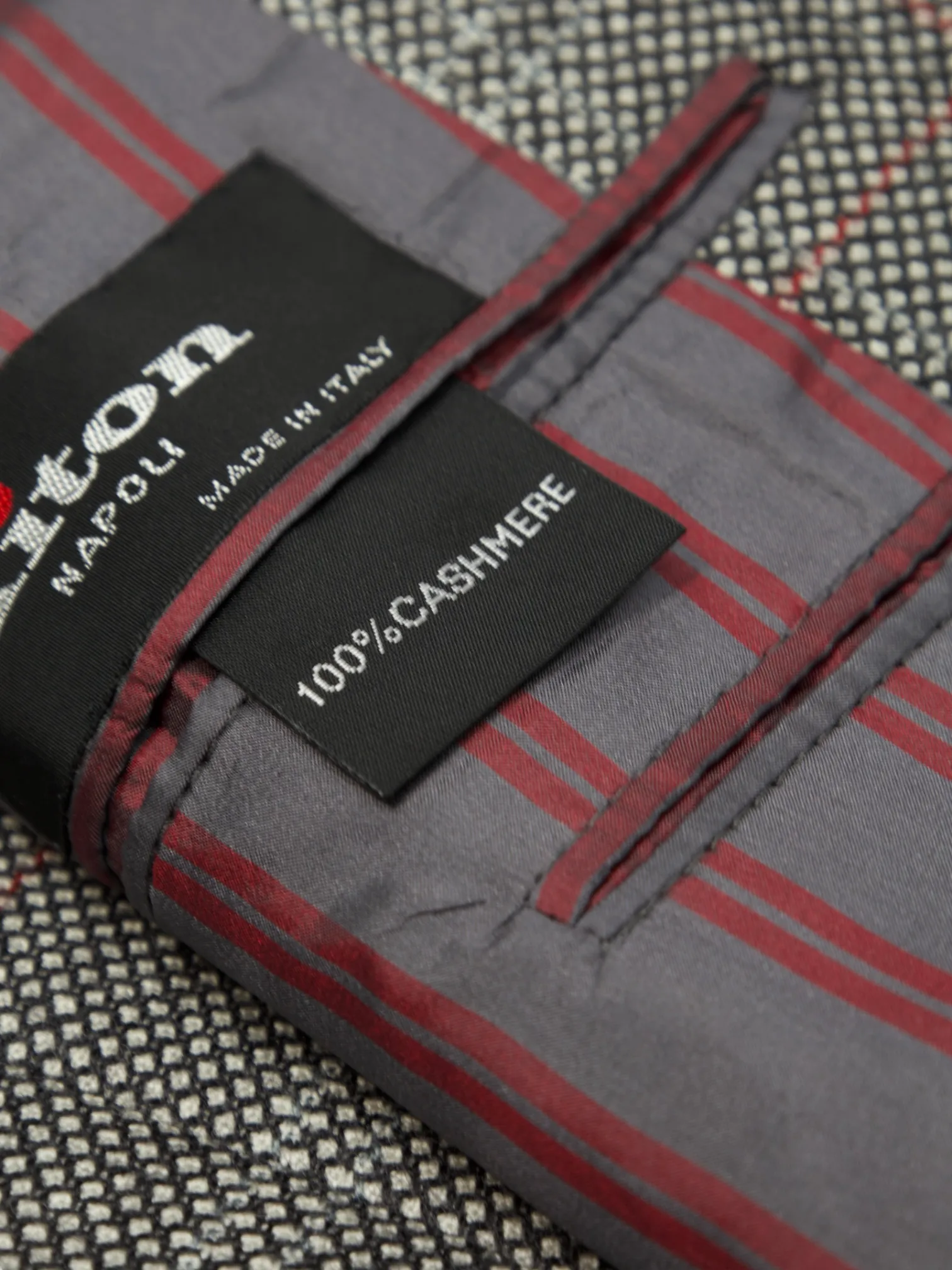 Kiton Grey Cashmere Windowpane Jacket