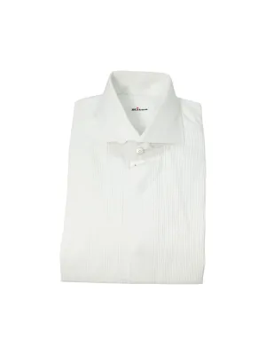 Kiton White Pleated Tuxedo Shirt