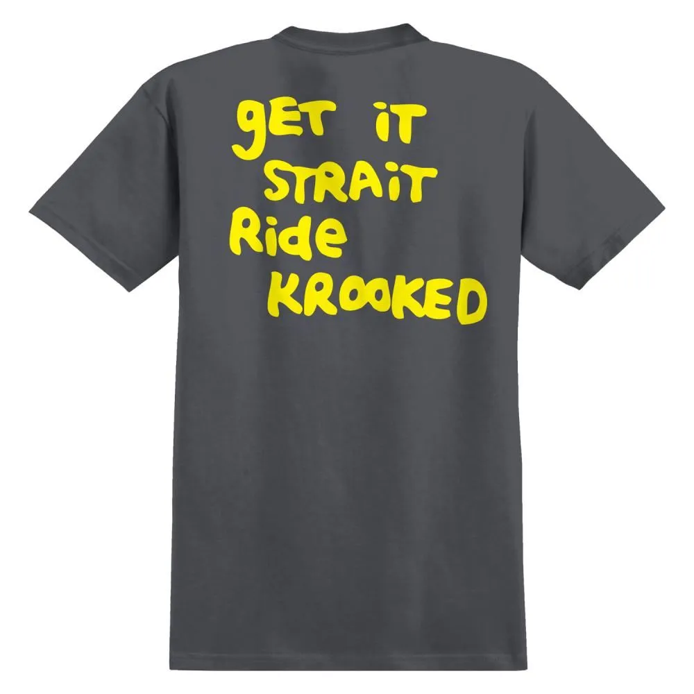 Krooked T-Shirt Strait Eyes - Charcoal / Yellow / White / Black