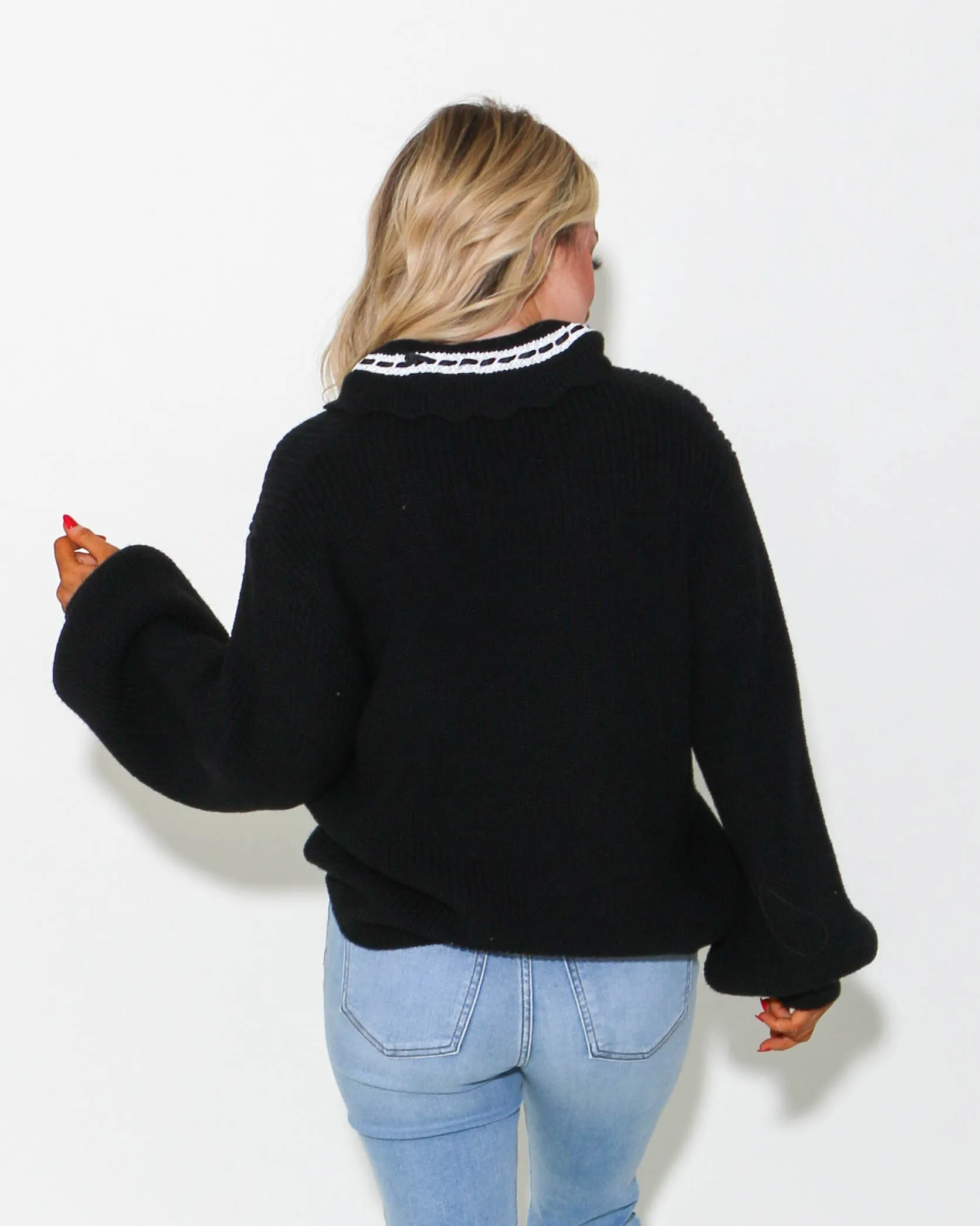 Lace Trim Knit Sweater Jacket
