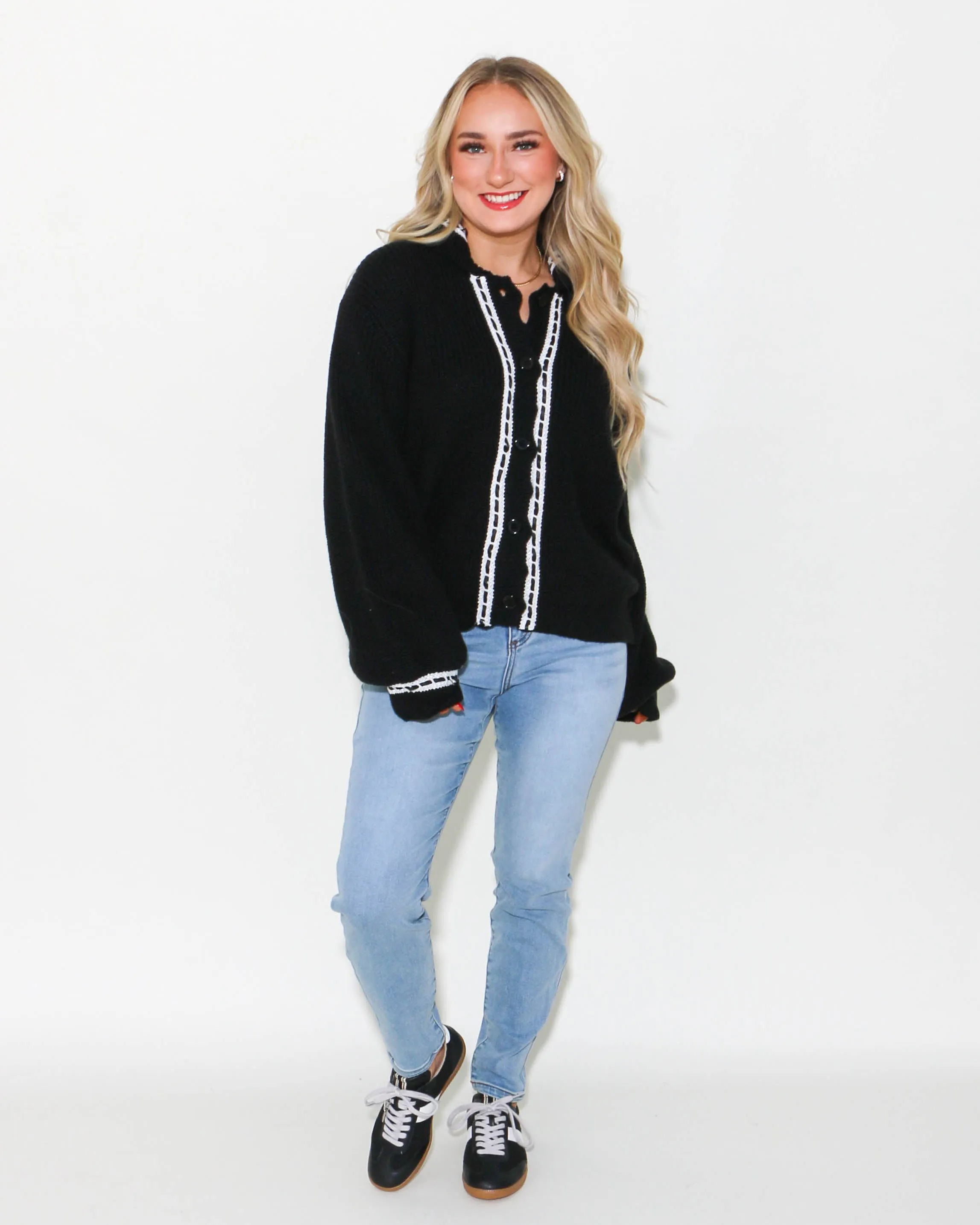 Lace Trim Knit Sweater Jacket