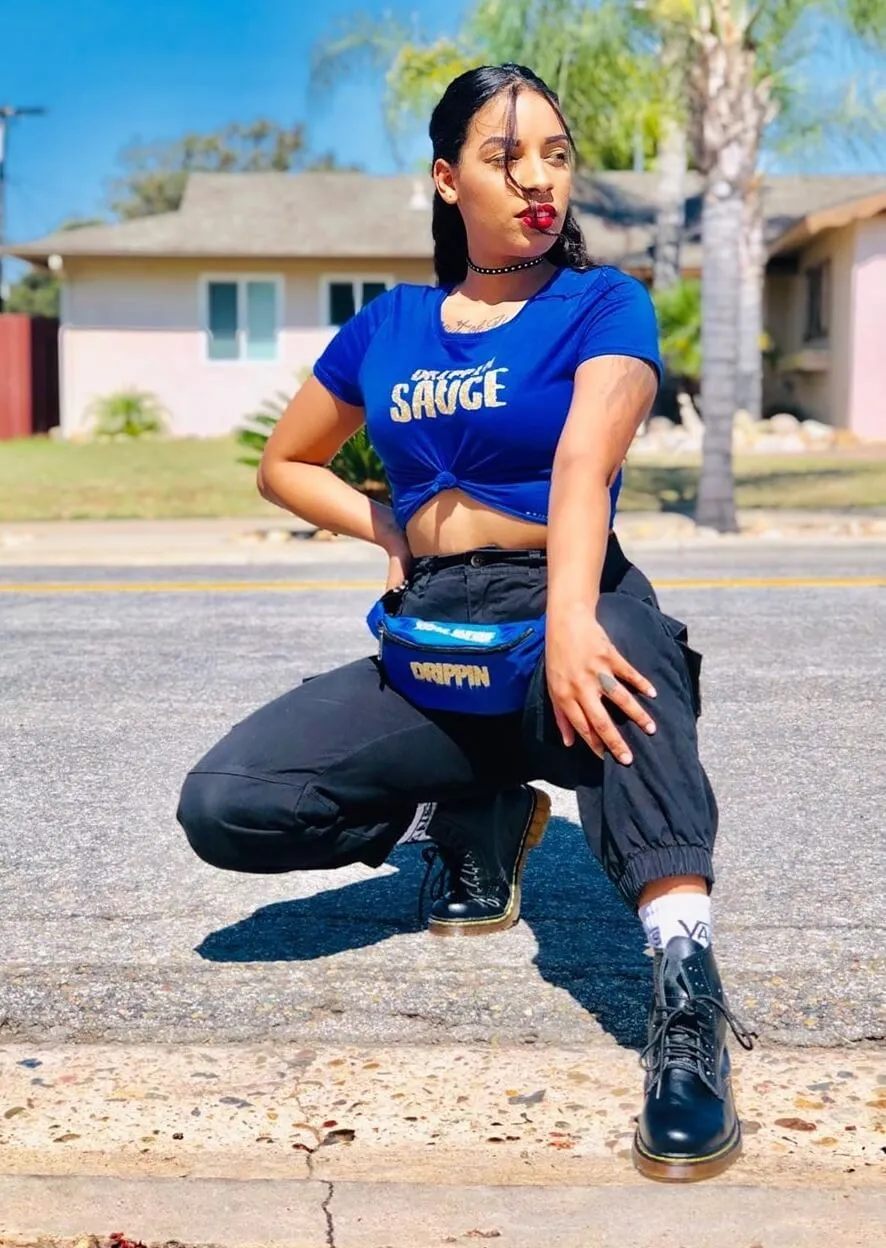 Lemon Sugar Glitter Drippin Sauce | Blue Crop Top Tee