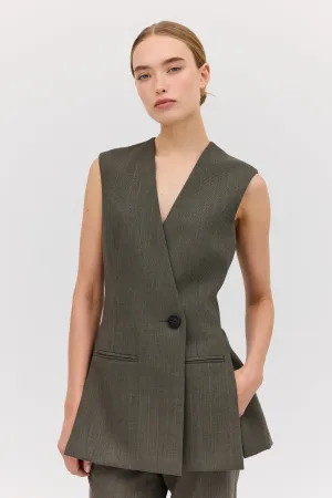 LIQUORICE WOOL ELLIPSIS VEST