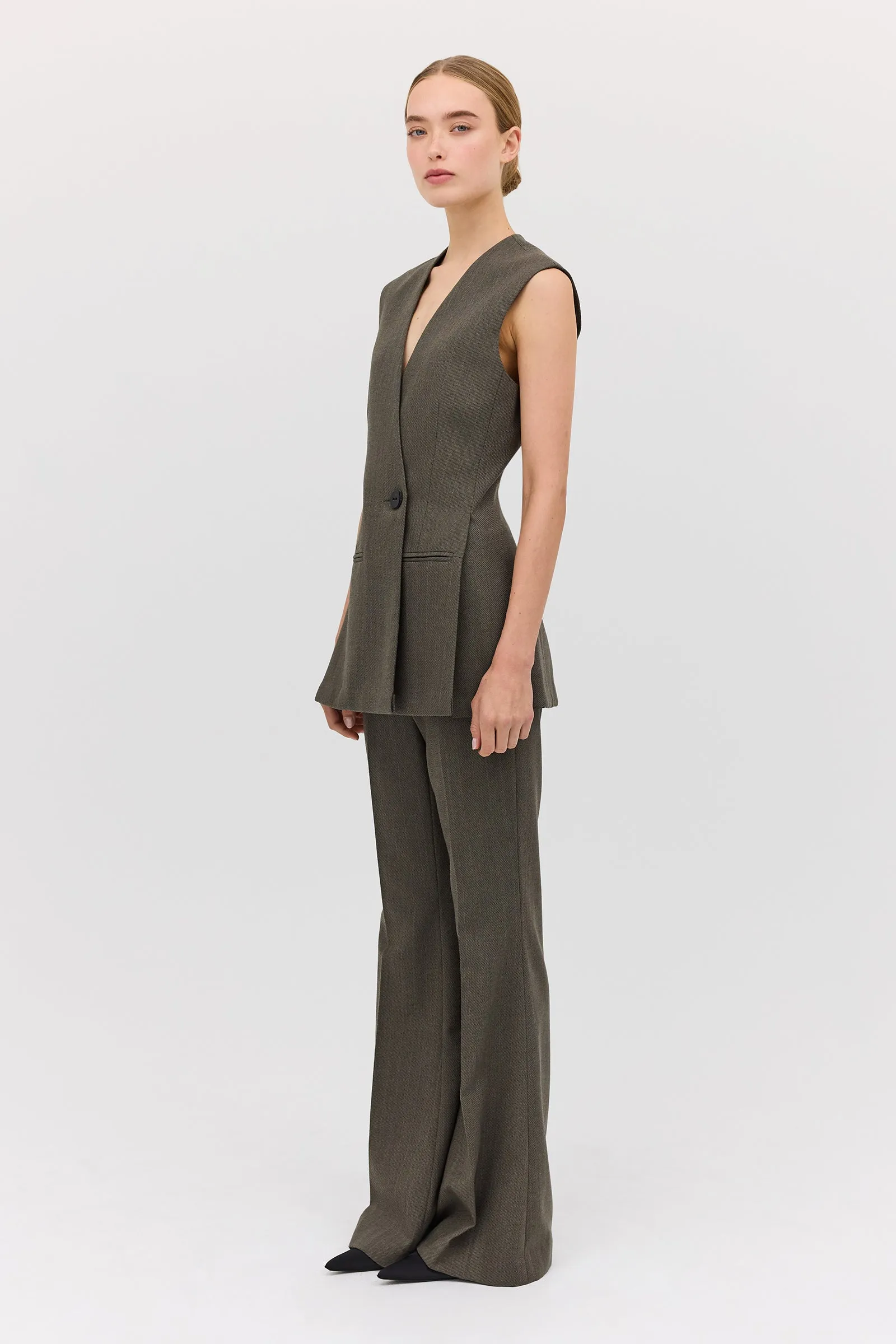 LIQUORICE WOOL ELLIPSIS VEST