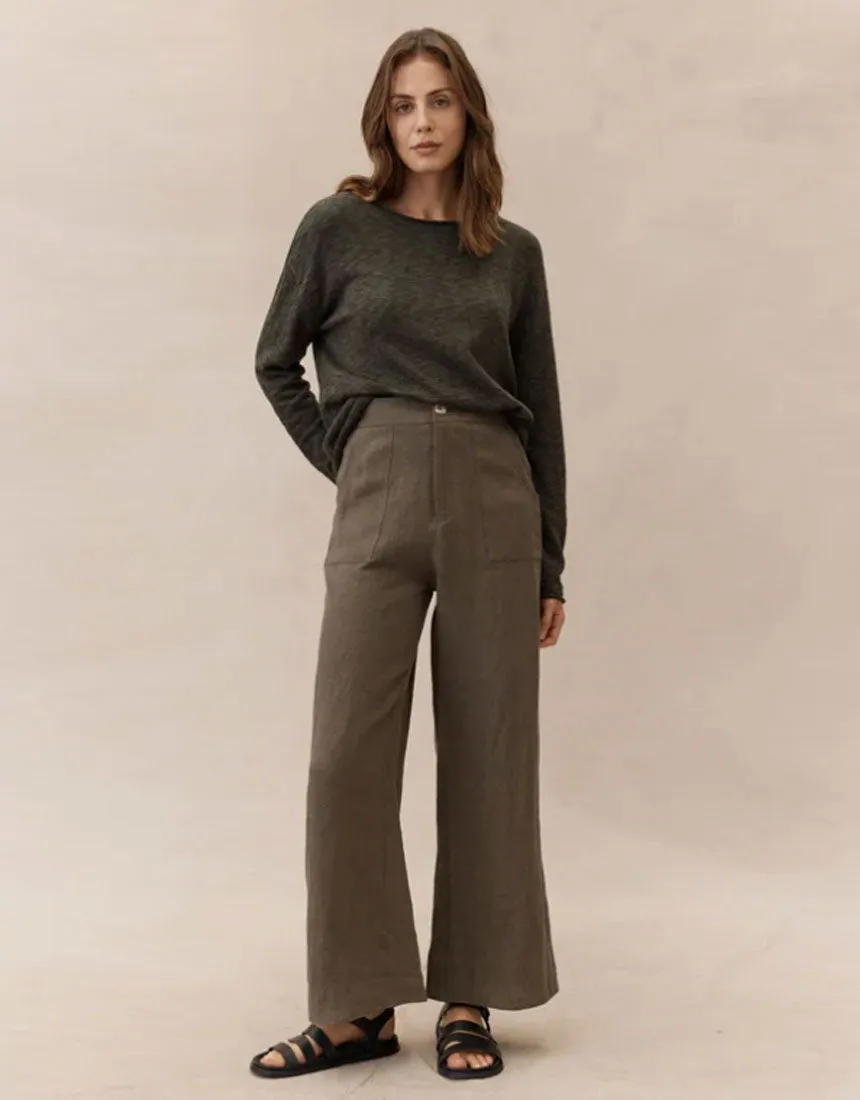 Little Lies Jude Linen Pants - Dark Green