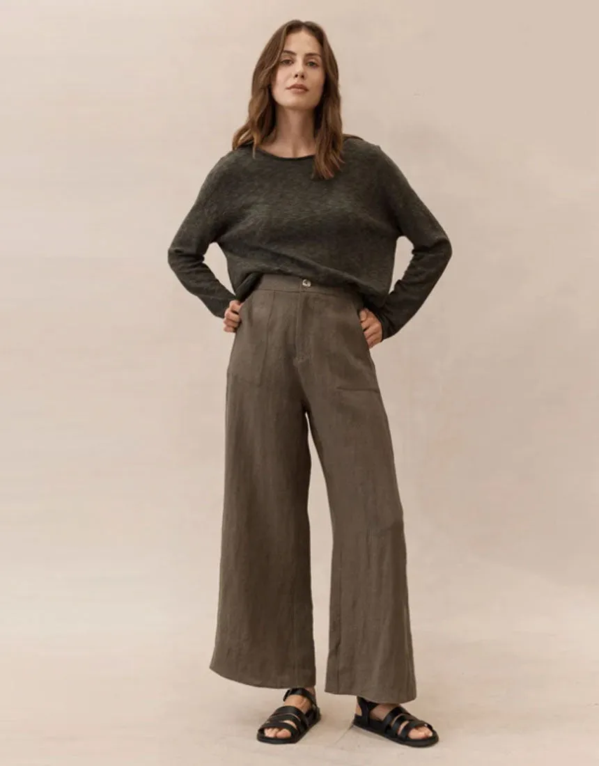 Little Lies Jude Linen Pants - Dark Green