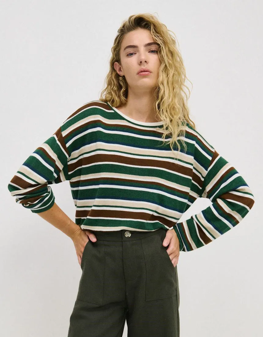 Little Lies Verity Top - Green Stripe