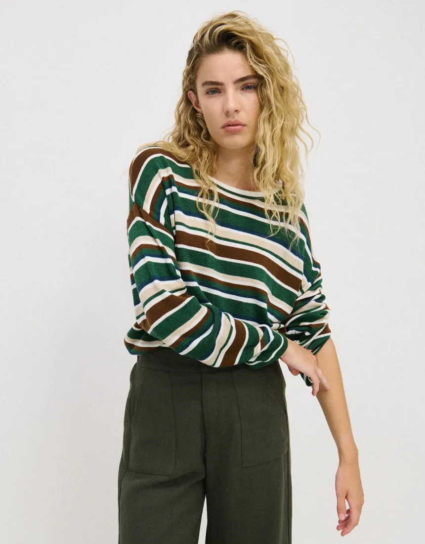 Little Lies Verity Top - Green Stripe