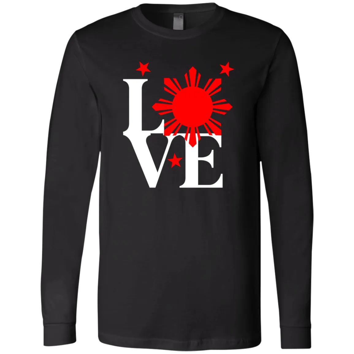Love with Red Sun and Stars Unisex Jersey Long Sleeve T-Shirt