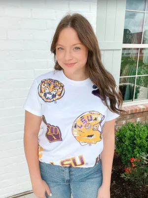 LSU Scattered Logo Tee