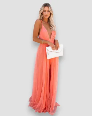 Maelis | Mesh Plunge Maxi Dress