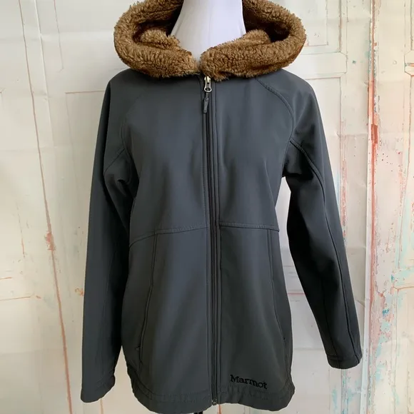Marmot soft shell jacket with hood slate grey L/G