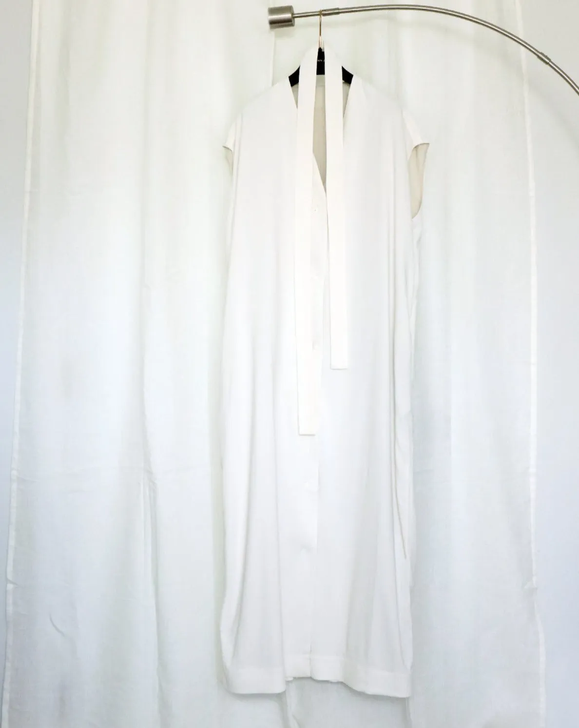 Maxi Vest Dress with Scarf in Off White