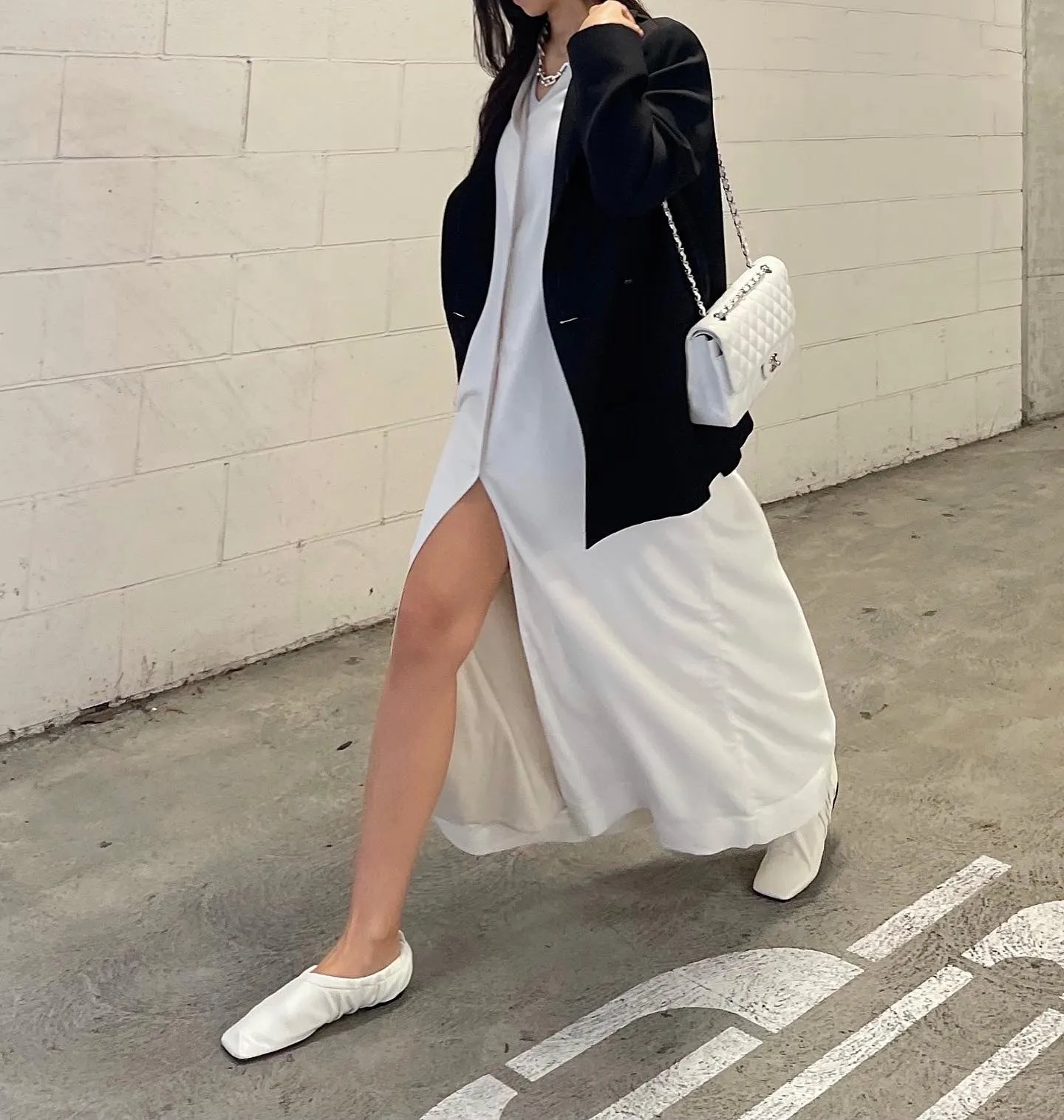 Maxi Vest Dress with Scarf in Off White