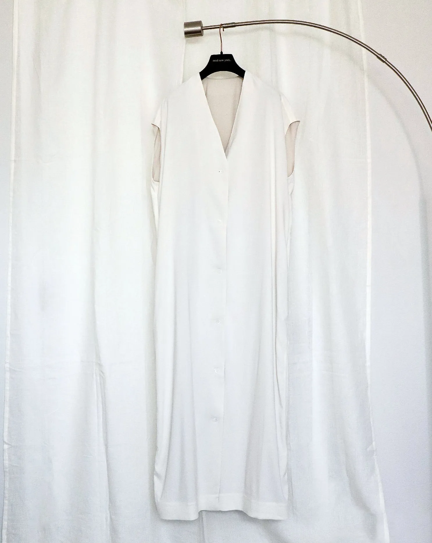 Maxi Vest Dress with Scarf in Off White