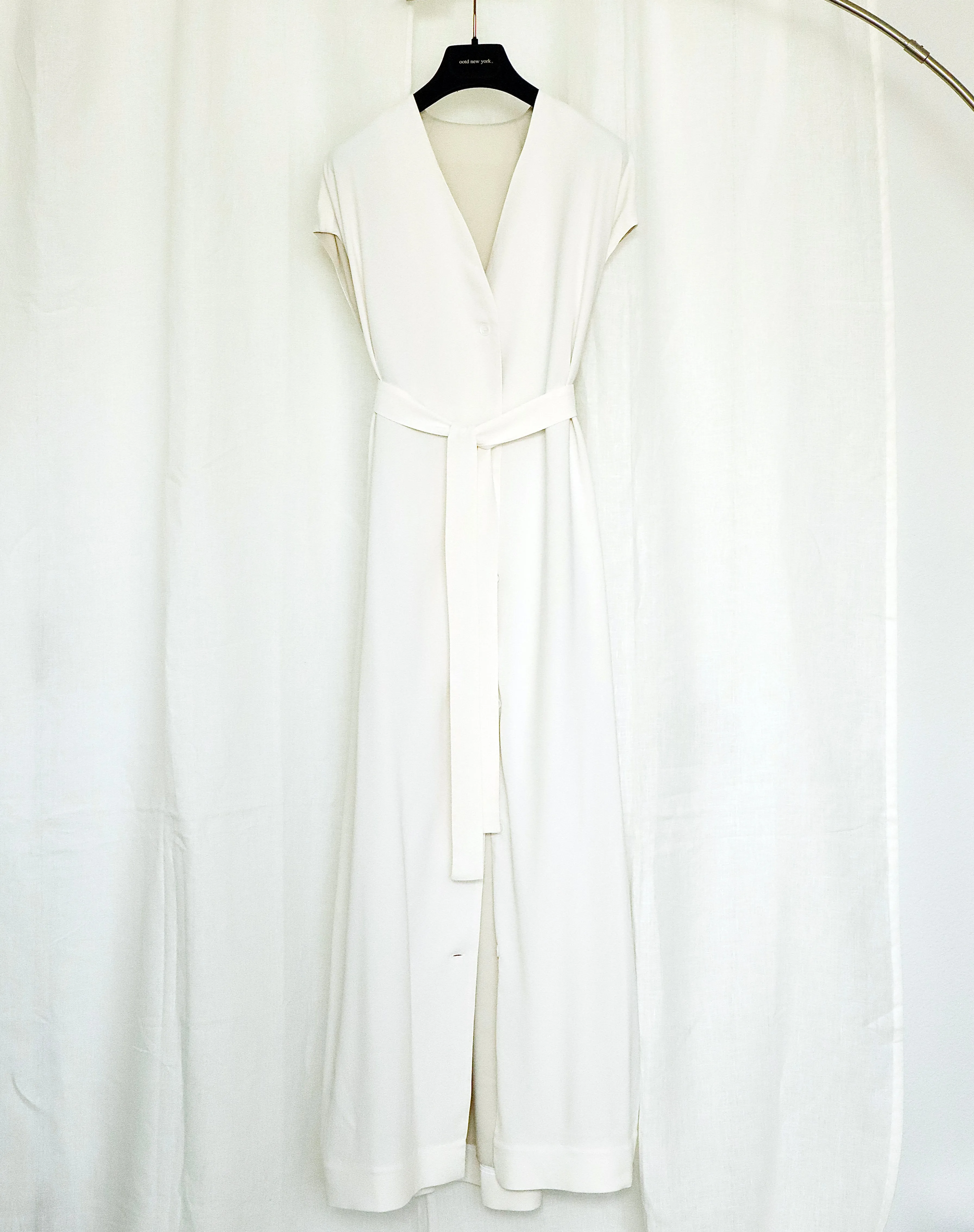 Maxi Vest Dress with Scarf in Off White