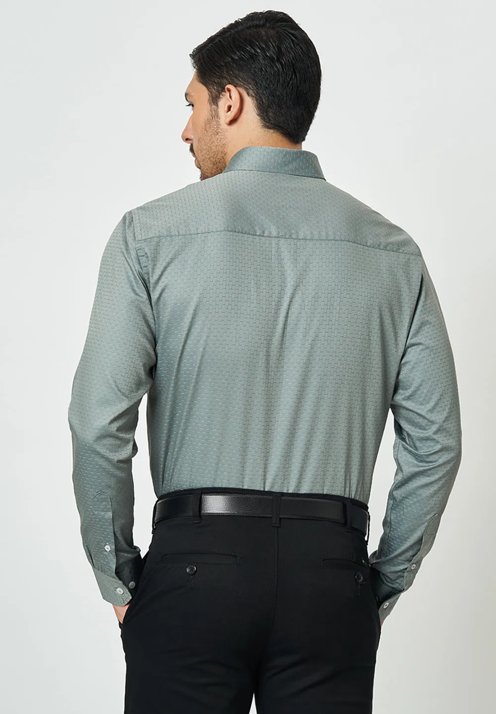 Men Grey Slim Fit Full Sleeves Formal Shirt