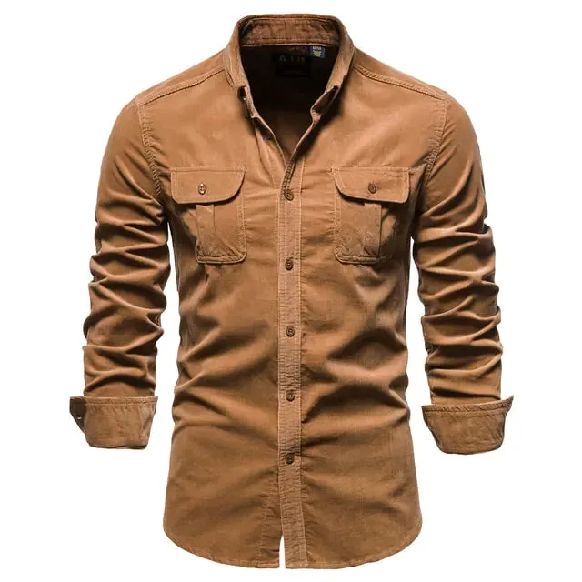 Men's Business Casual Corduroy Button-down Shirt