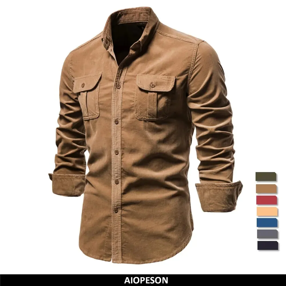Men's Business Casual Corduroy Button-down Shirt