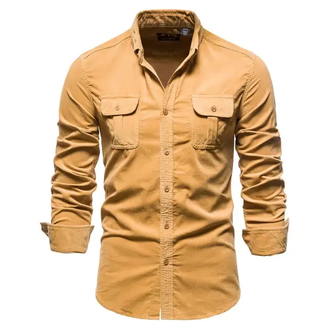 Men's Business Casual Corduroy Button-down Shirt