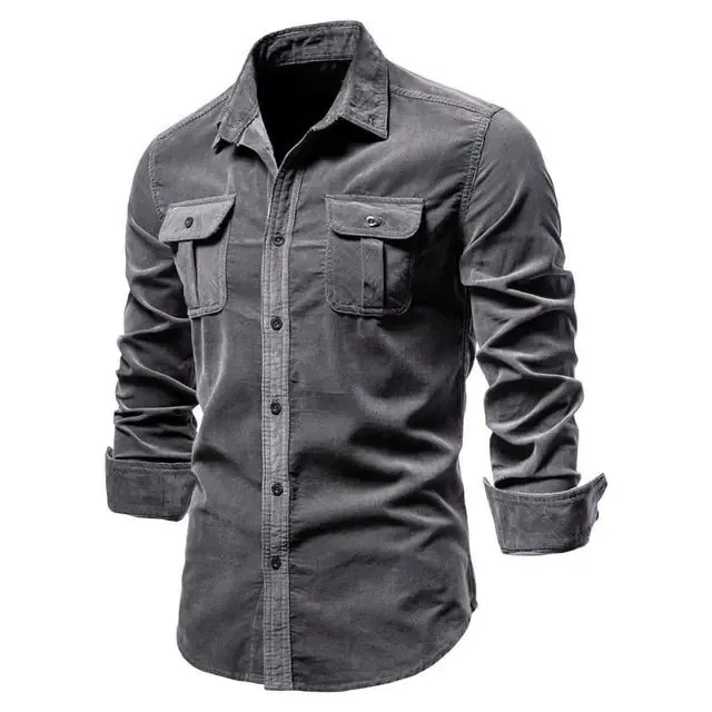 Men's Business Casual Corduroy Button-down Shirt