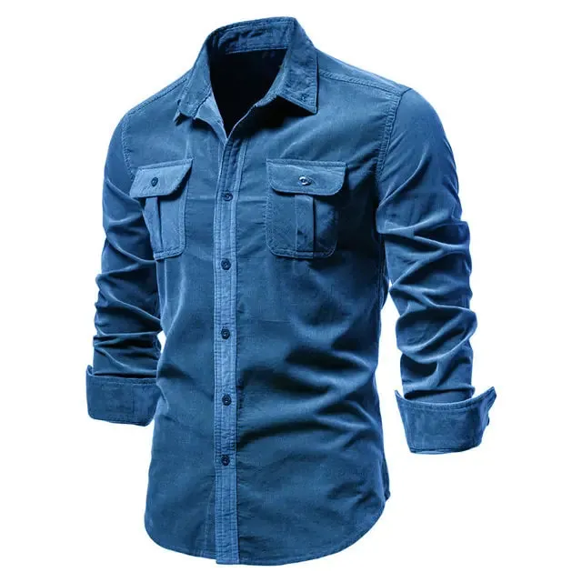 Men's Business Casual Corduroy Button-down Shirt