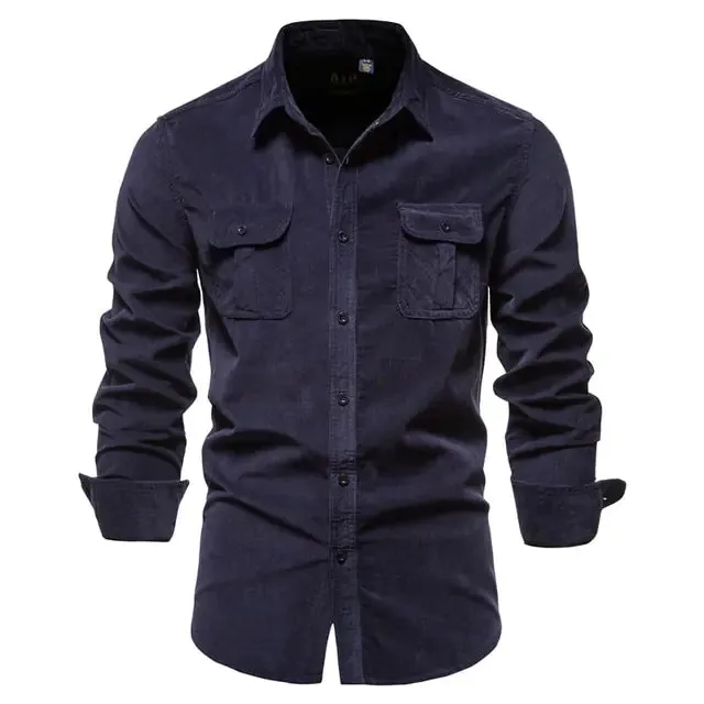 Men's Business Casual Corduroy Button-down Shirt
