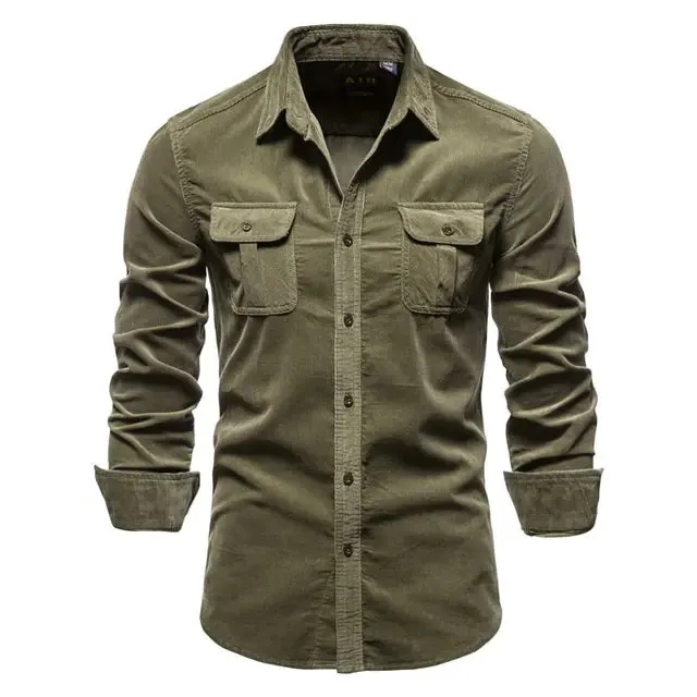 Men's Business Casual Corduroy Button-down Shirt