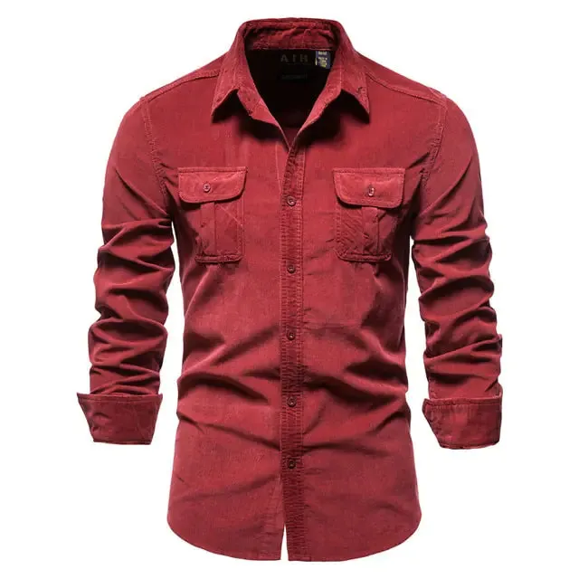 Men's Business Casual Corduroy Button-down Shirt