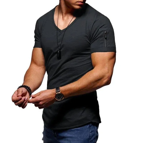 MEN'S COTTON V-NECK BOTTOMING SHIRT