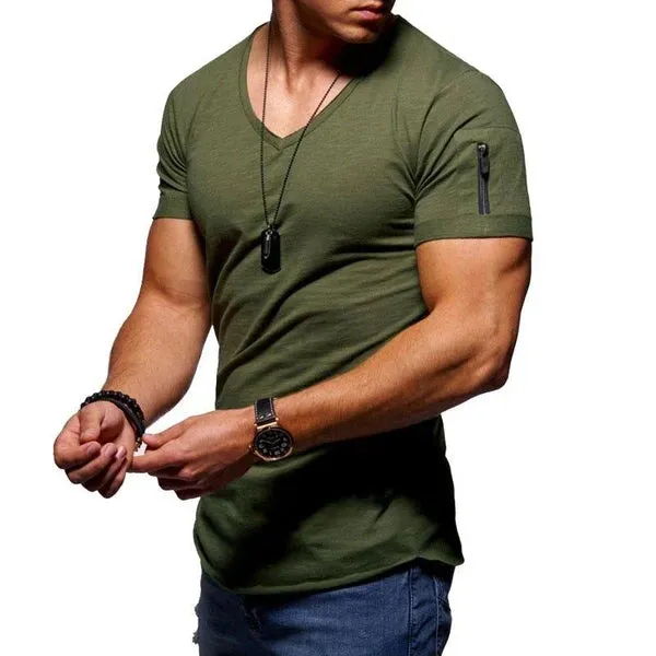MEN'S COTTON V-NECK BOTTOMING SHIRT