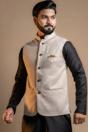 Men's Plain Beige Nehru Jacket