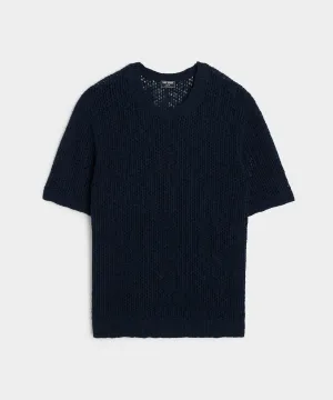 Mesh Slub Tee in Navy