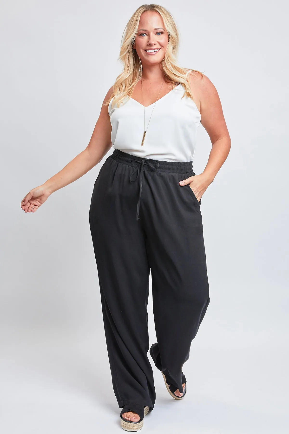 Missy Plus Size Drawstring Wide Straight Pant , Pack Of 6