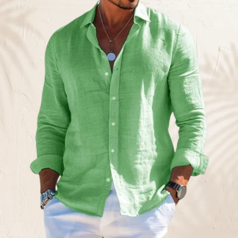 Moore - Men's Solid Color Lapel Shirt