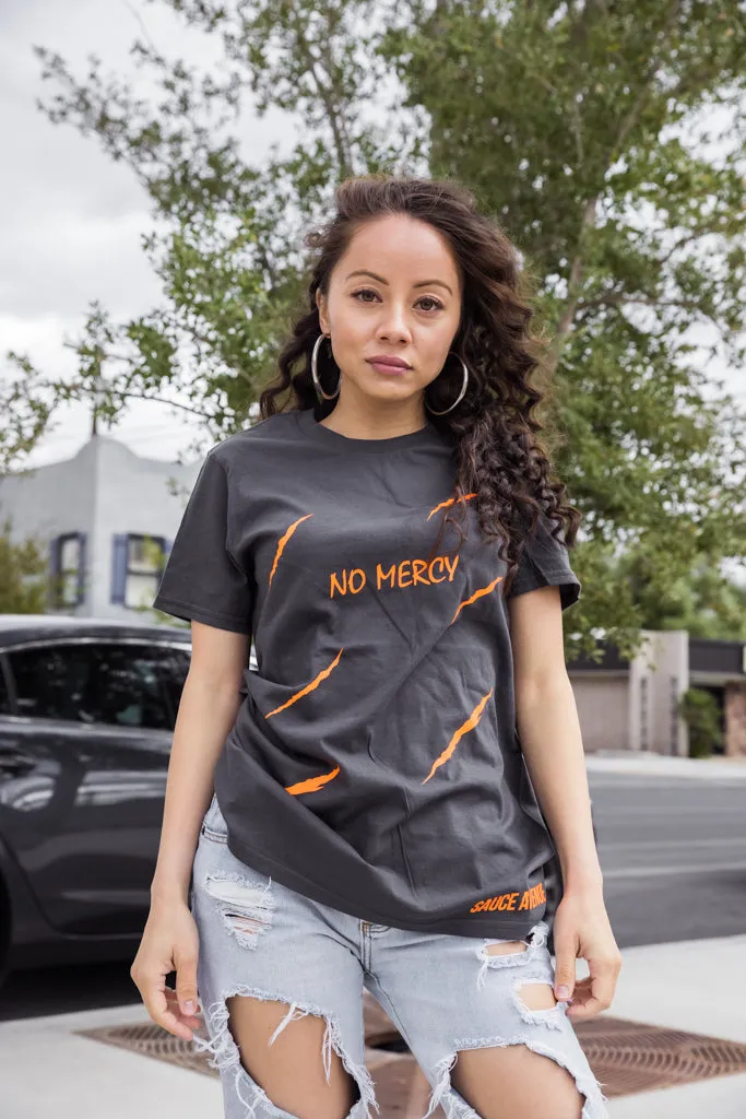 Neon Orange No Mercy | Charcoal Tee (Claws)