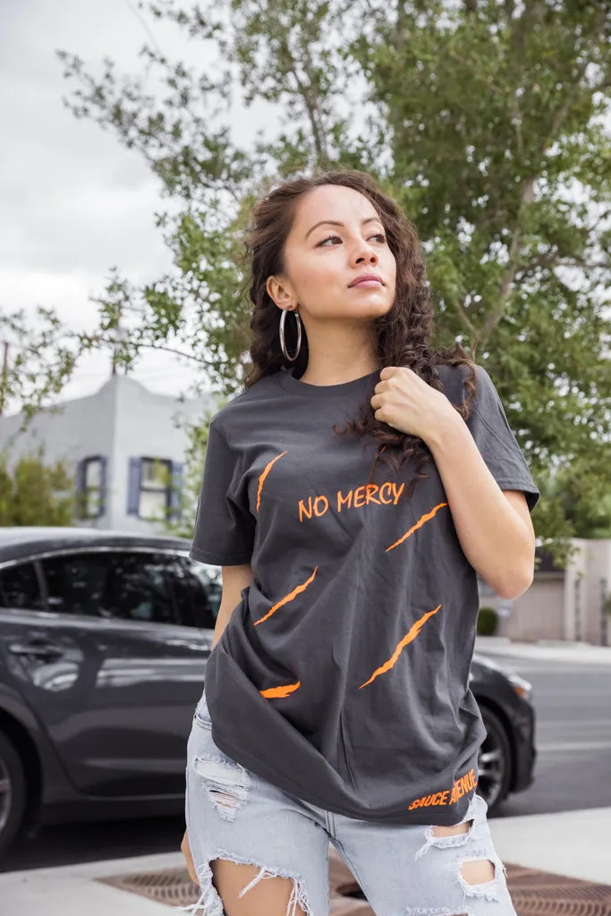 Neon Orange No Mercy | Charcoal Tee (Claws)