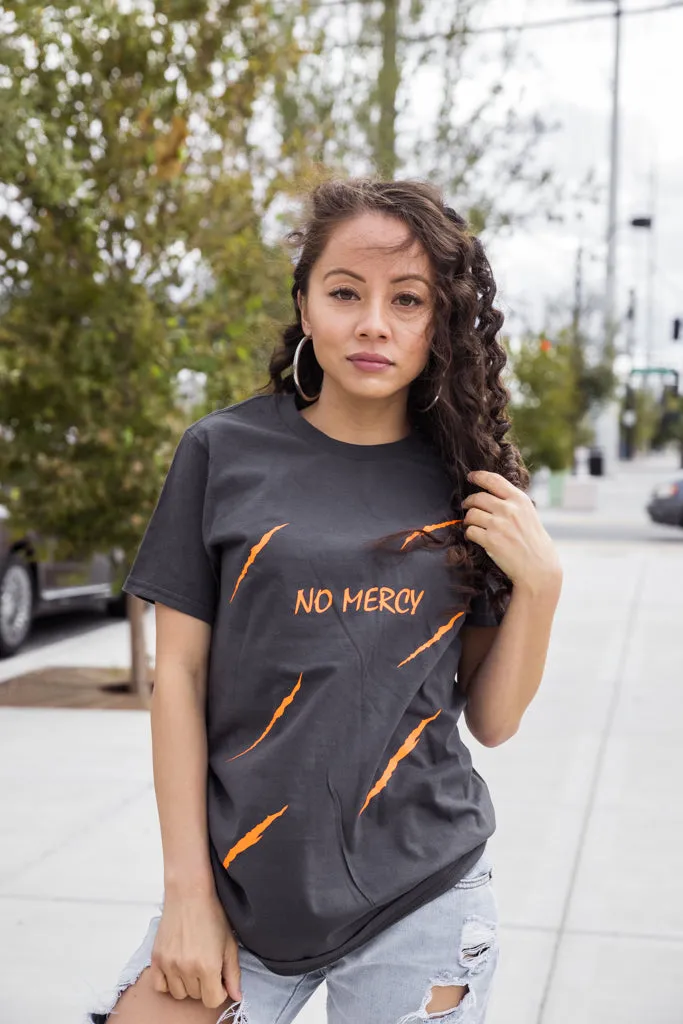 Neon Orange No Mercy | Charcoal Tee (Claws)