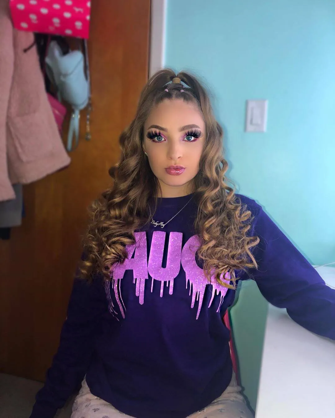 Neon Purple Glitter Sauce | Purple Long Sleeve Tee