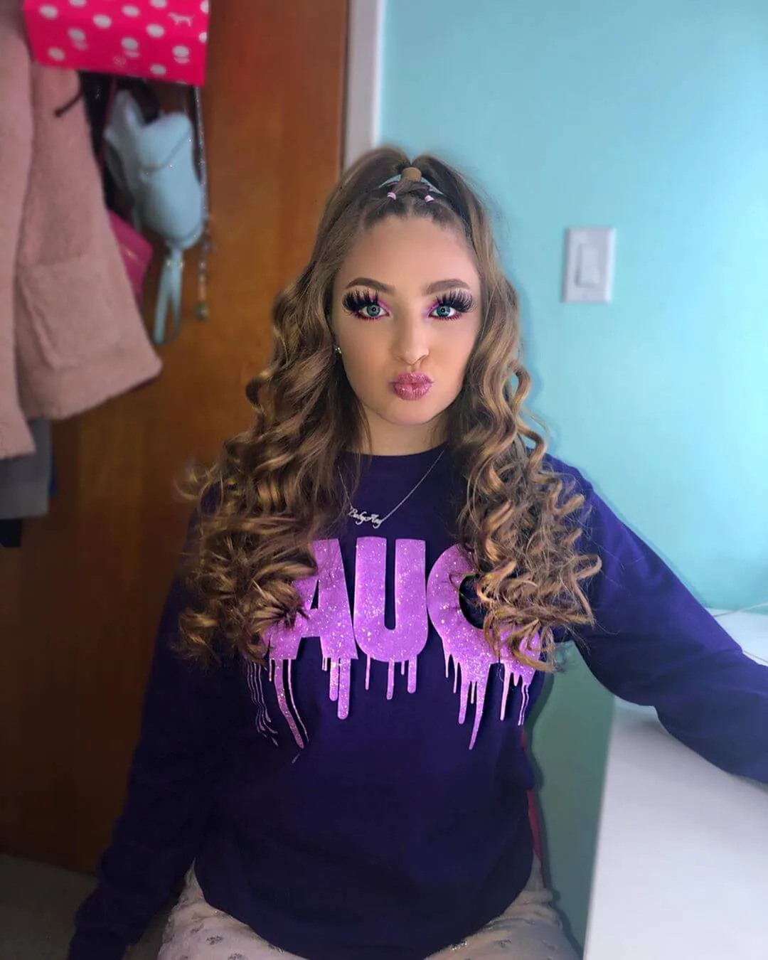 Neon Purple Glitter Sauce | Purple Long Sleeve Tee