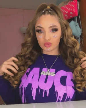 Neon Purple Glitter Sauce | Purple Long Sleeve Tee
