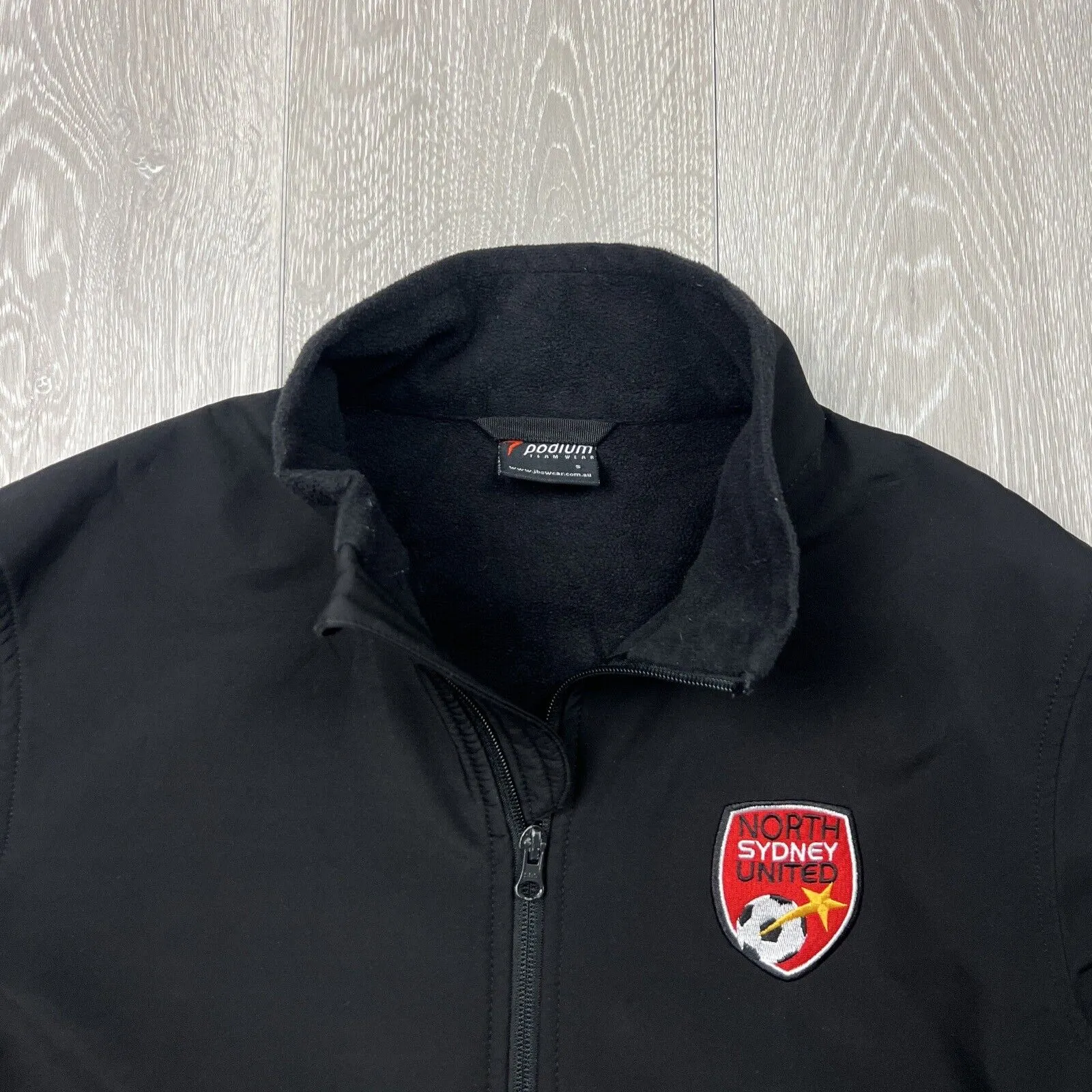 North Sydney United Football Club Soccer Black Soft Shell Jacket Size Small