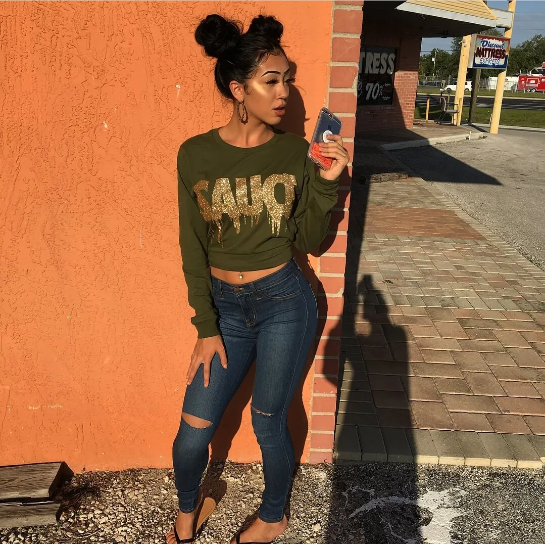 OG Gold Glitter Sauce | Olive Long Sleeve Tee