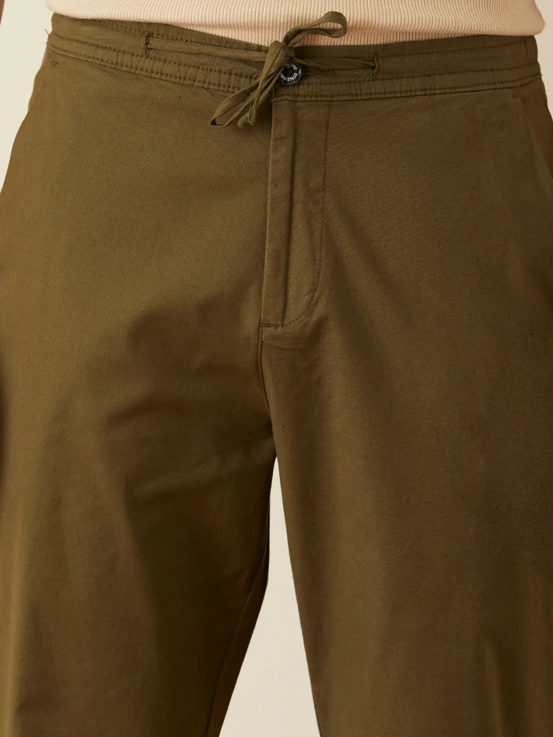 Olive Plain Loose Pants