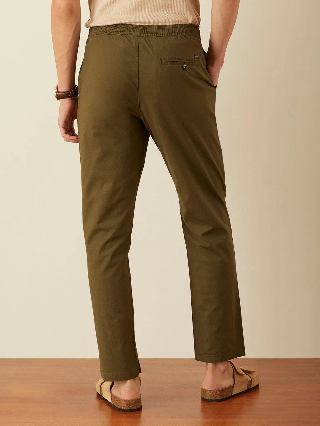 Olive Plain Loose Pants